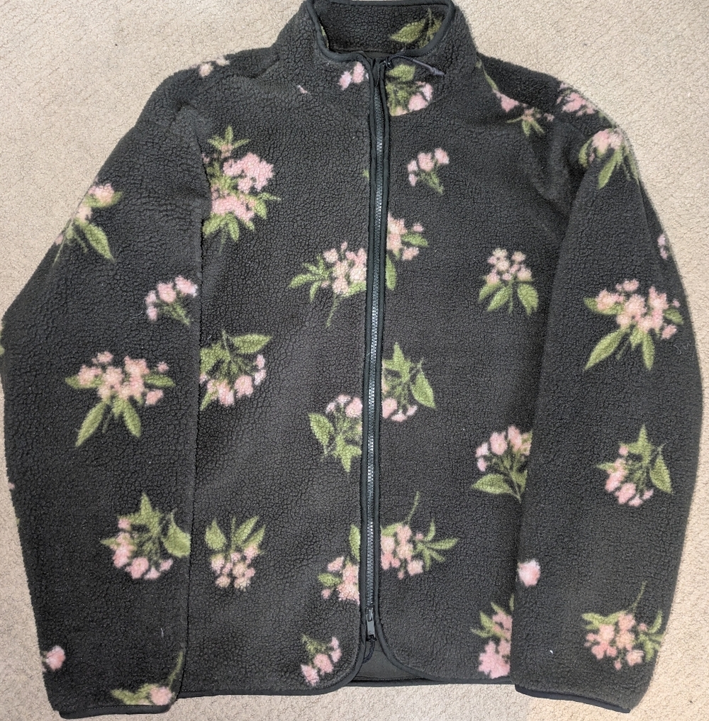 Woolrich x Target Adult Unisex S / Small Floral Zip-Up Fleece Jacket Olive Green - Picture 5 of 5